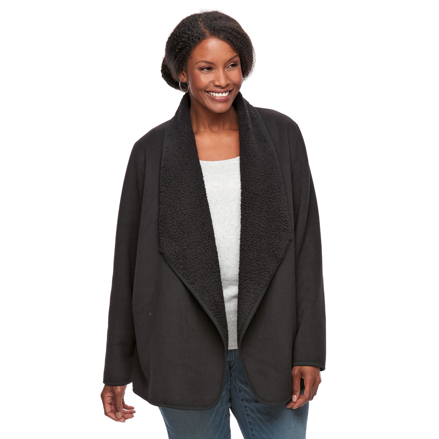 plus size sherpa cardigan