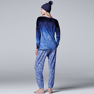 Women's Simply Vera Vera Wang Pajamas: Weekend Retreat Sleep Top, Banded Bottom Sleep Pants Pants & Hat PJ Set