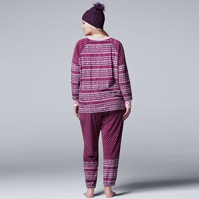Plus Size Simply Vera Vera Wang Pajamas: Weekend Retreat Sleep Top, Banded Bottom Sleep Pants Pants & Hat PJ Set