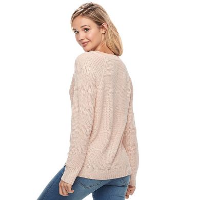 Juniors' It's Our Time Lace-Up Sweater
