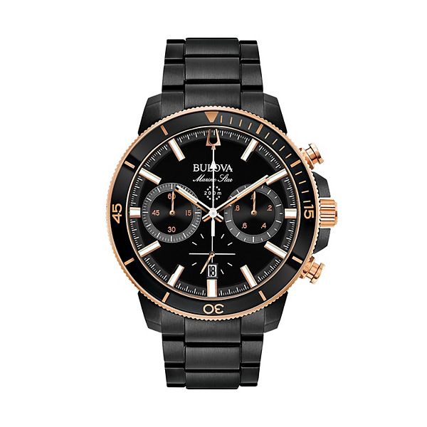 Bulova Men's Marine Star Black Ion-Plated Stainless Steel Chronograph ...