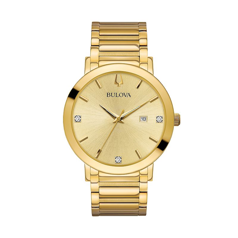 Bulova Men's Modern Diamond Stainless Steel Watch - 97D115, Size: Large, Gold Tone