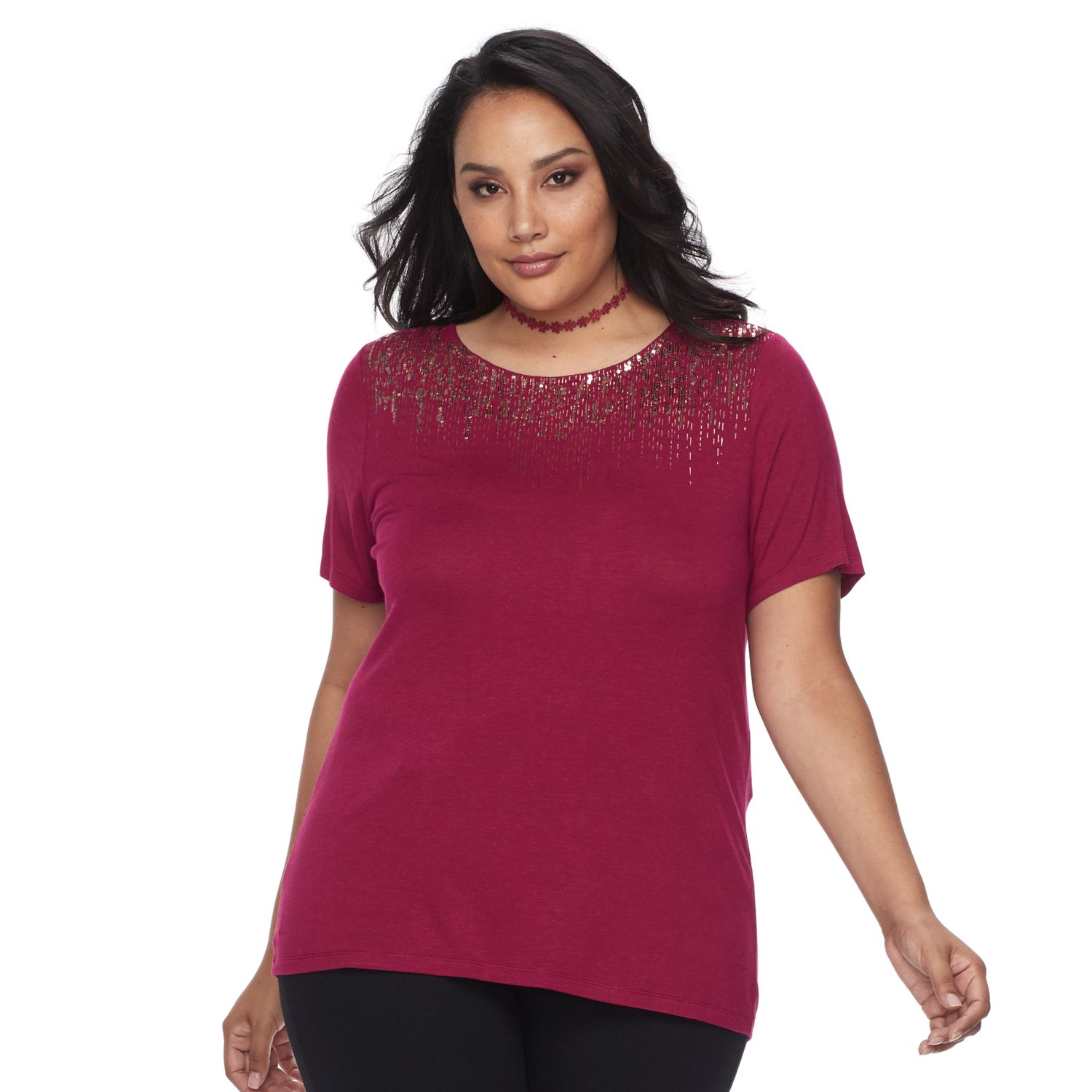 red sequin top plus size