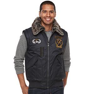 Men's XRAY Slim-Fit Faux-Fur Military Vest