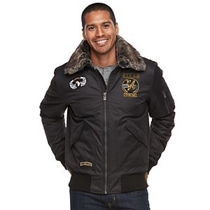 Men's XRAY Slim-Fit Faux-Fur Military Jacket