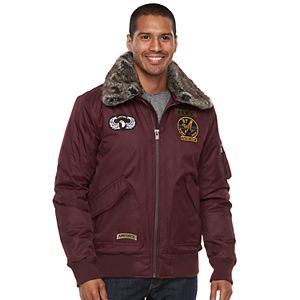 Men's XRAY Slim-Fit Faux-Fur Military Jacket