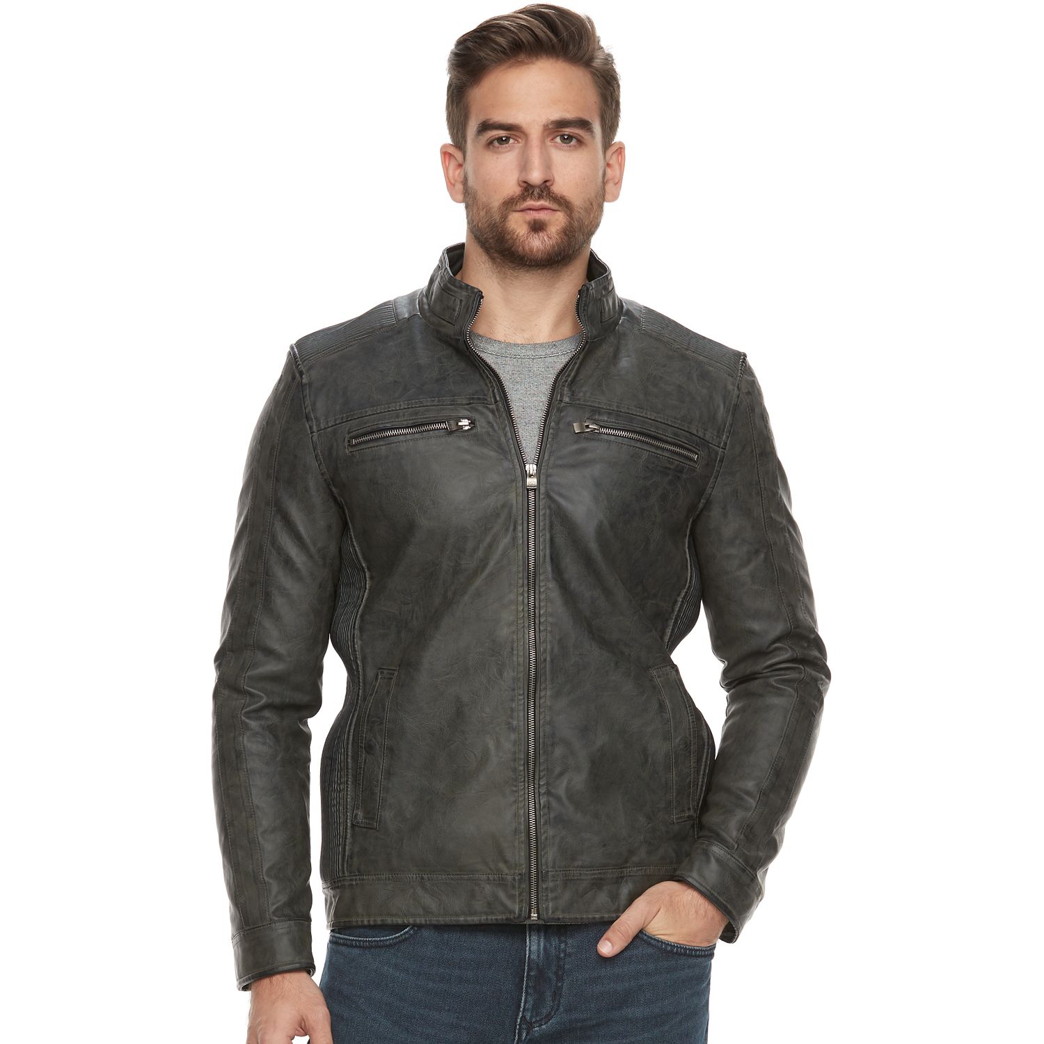 faux leather mens jacket