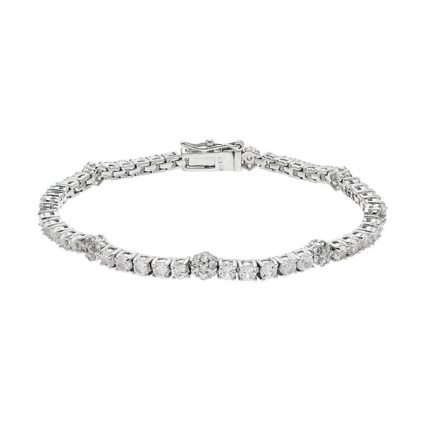 Sterling Silver White Sapphire & Diamond Accent Bracelet