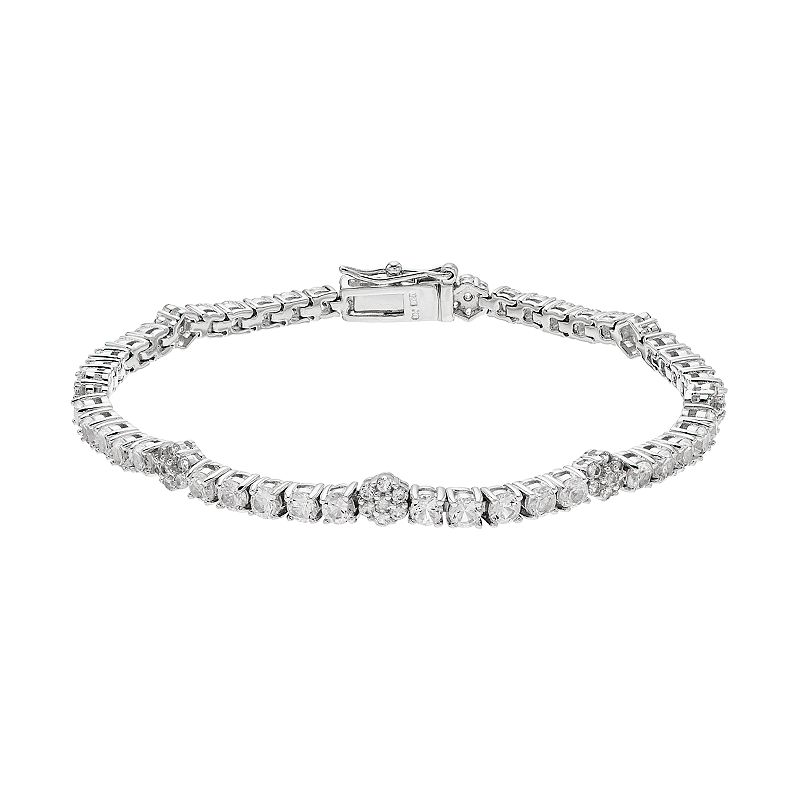 Sterling Silver White Sapphire & Diamond Accent Bracelet, Womens, Size: 7