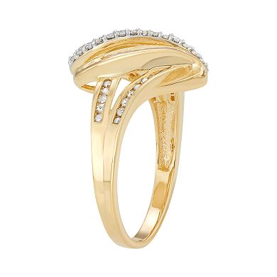 14k Gold Over Silver 1/3 Carat T.W. Diamond Wave Ring