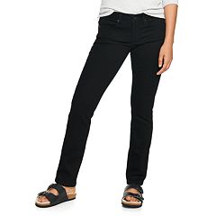 Time and Tru Women's Mid-Rise Straight Leg Pull On Jeans, Black, 4-6 :  : Clothing, Shoes & Accessories