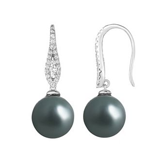 Oro Leoni Dyed Freshwater Cultured Pearl & Lab-Created Sapphire Sterling Silver Earrings