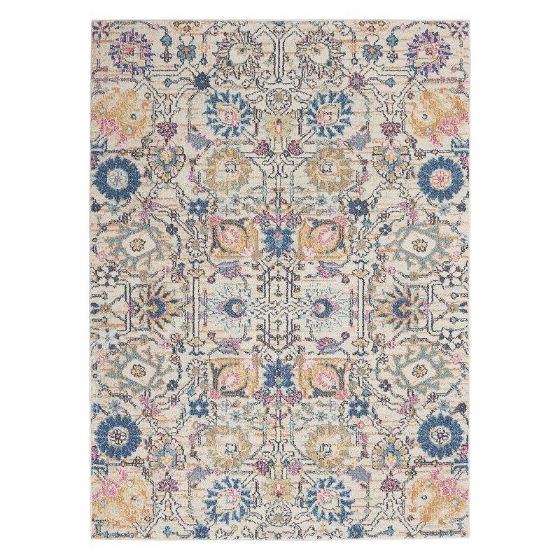 Nourison Passion Colorful Bohemian Rug, White, 8Ft Rnd