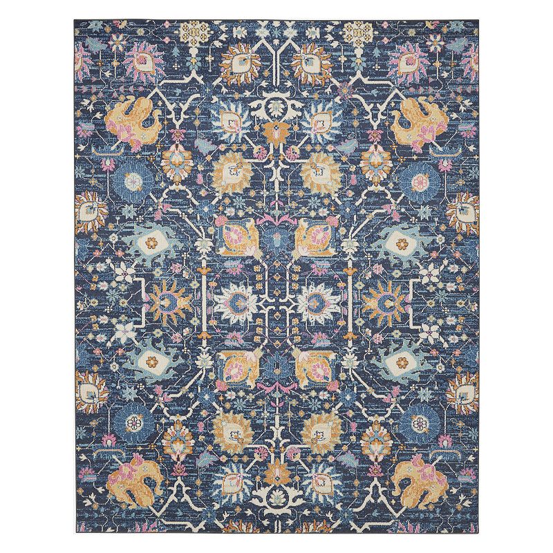 Nourison Passion Colorful Bohemian Rug, Blue, 8Ft Rnd