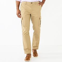 Mens Beig/khaki Elastic Waist Pants - Bottoms, Clothing