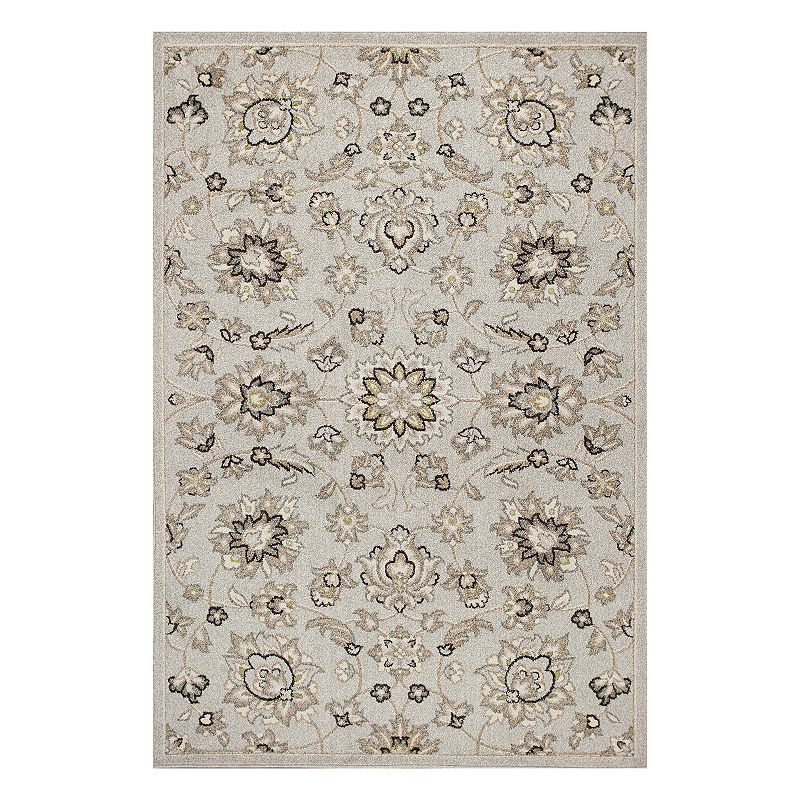 KAS Rugs Lucia Verona Floral Indoor Outdoor Rug, Med Grey, 5X7.5 Ft