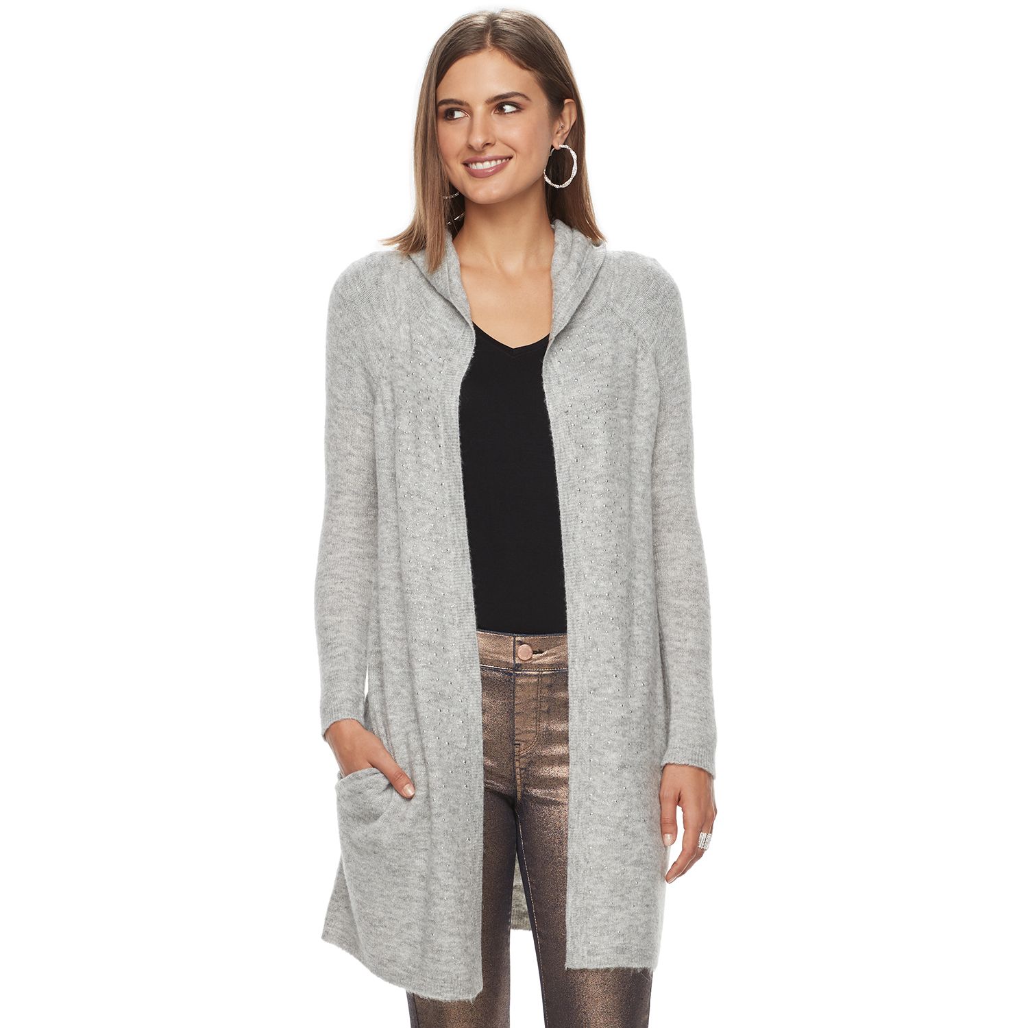 cuddl duds fleece hooded wrap cardigan