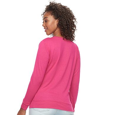 Junior's Fifth Sun Neon Pink Sleigh All Day Glitter Sweatshirt