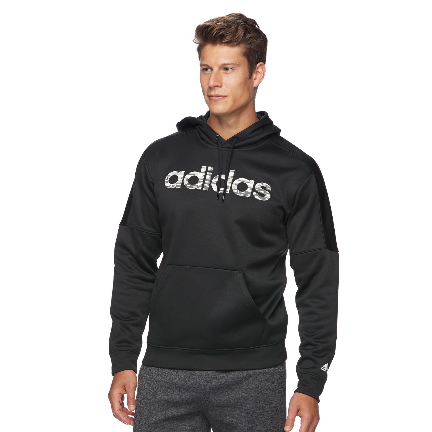 adidas men's essential linear logo pullover hoodie