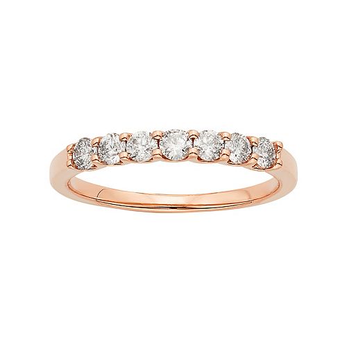 14k Rose Gold 1/2 Carat T.W. IGL Certified Diamond Anniversary Ring