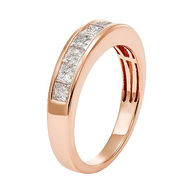 14k Rose Gold 1 Carat T.W. IGL Certified Diamond Anniversary Ring