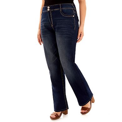 Juniors' Plus Size WallFlower Luscious Curvy Embellished Bootcut Jeans