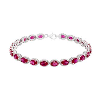 Sterling Silver Lab-Created Ruby Bracelet