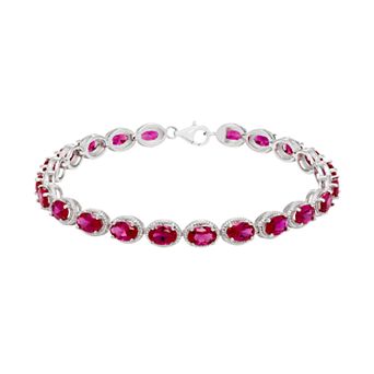 Sterling Silver Lab-Created Ruby Bracelet