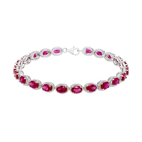 Sterling Silver LabCreated Ruby Bracelet