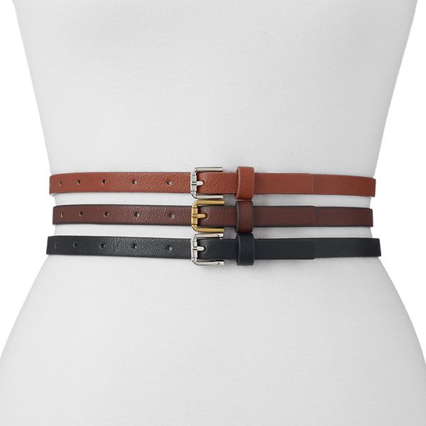 New Sonoma Women's Brown Faux Leather Belt Size Medium M with $30 tag From Kohls 