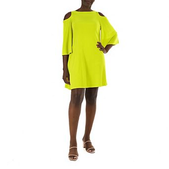 Women's Nina Leonard Draped Sleeve Cold-Shoulder Dress