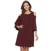 Women's Nina Leonard Draped Sleeve Cold-Shoulder Dress