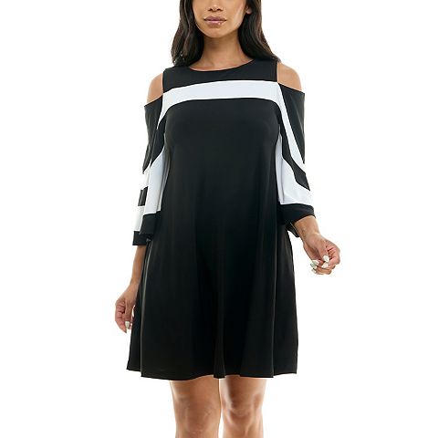 Женские платья Nina Leonard Women's Nina Leonard Draped Sleeve Cold-Shoulder Dress