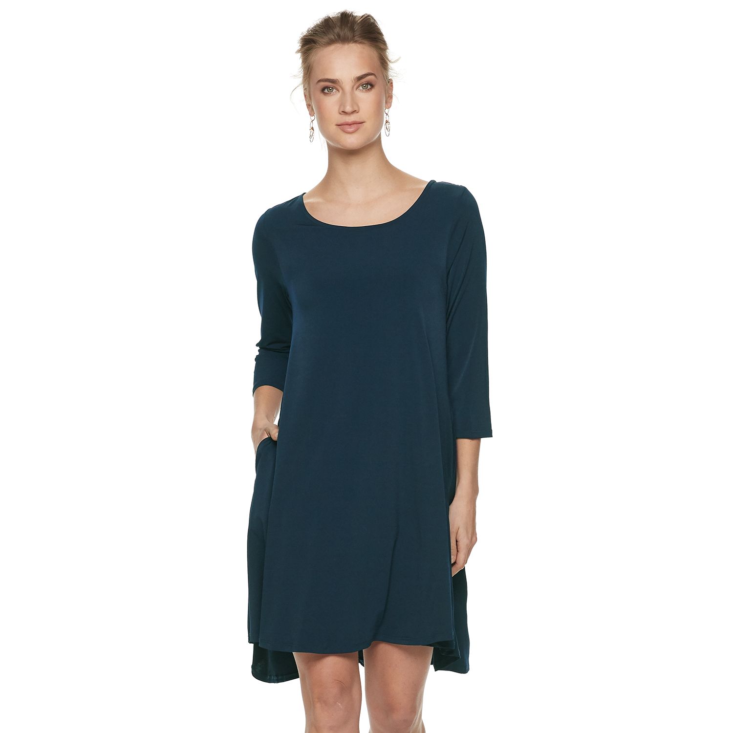 blue casual dresses with sleeves