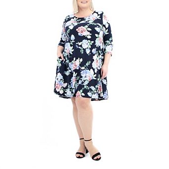 Plus Size Nina Leonard High-Low Trapeze Dress