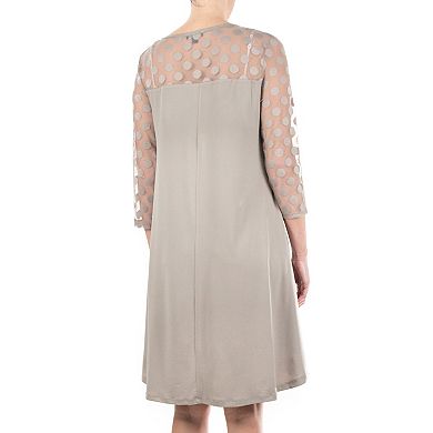 Women's Nina Leonard Sheer Polka-Dot High-Low Dress 