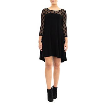 Women's Nina Leonard Sheer Polka-Dot High-Low Dress