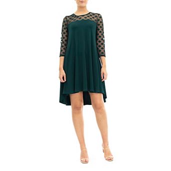 Women's Nina Leonard Sheer Polka-Dot High-Low Dress
