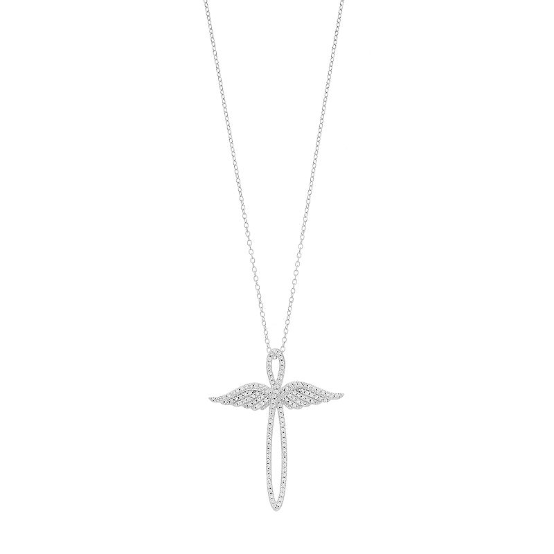 Hallmark Sterling Silver & Cubic Zirconia Angel Wings Infinity Cross Penda