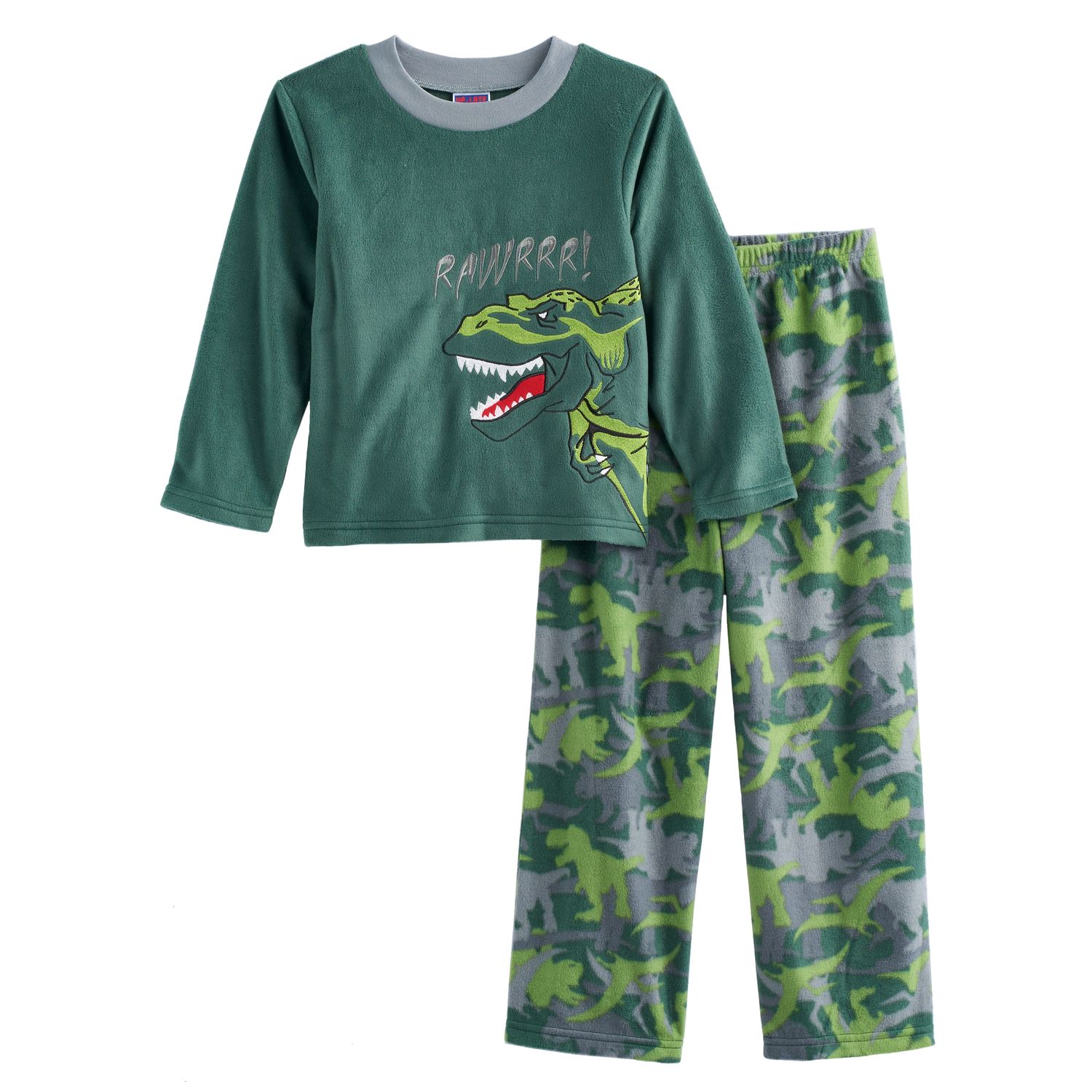 Boys 4 10 Up Late Dinosaur 2 Piece Fleece Pajamas   3026038