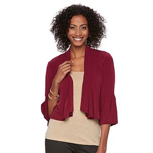 Women's Nina Leonard Ruffled Bell-Sleeve Bolero