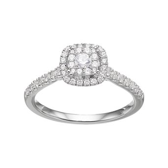 Simply Vera Vera Wang 14k White Gold 1/2 Carat T.W. Diamond Square Halo Engagement Ring
