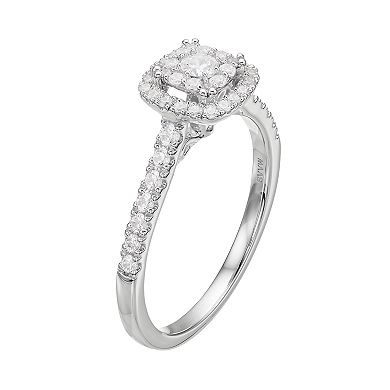 Simply Vera Vera Wang 14k White Gold 1/2 Carat T.W. Diamond Square Halo Engagement Ring