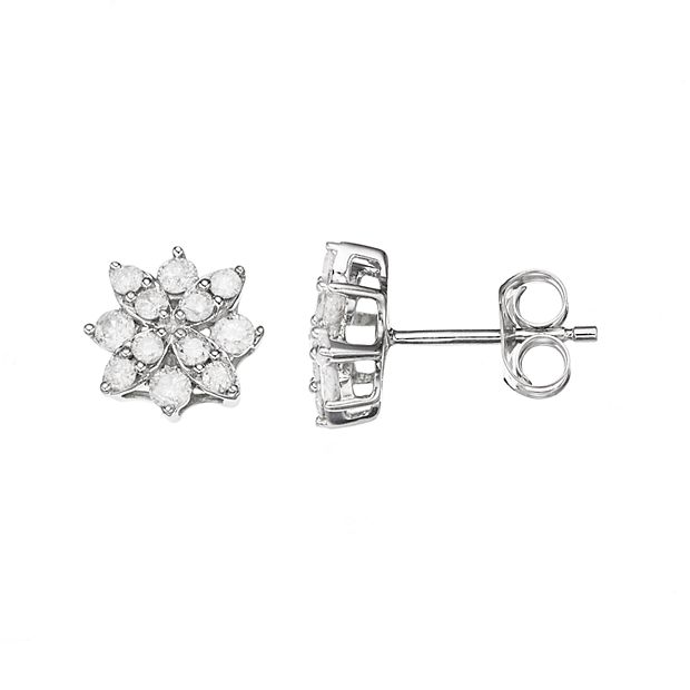 10K Solid Gold Diamond Flower Studs