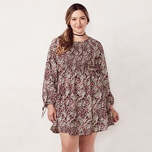 Plus Size LC Lauren Conrad Smocked Fit & Flare Dress