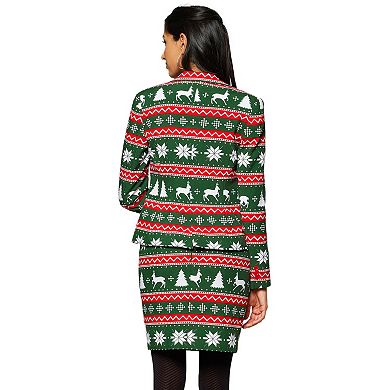 Women's OppoSuits Winter Christmas Graphic Jacket & Skirt Suit Set