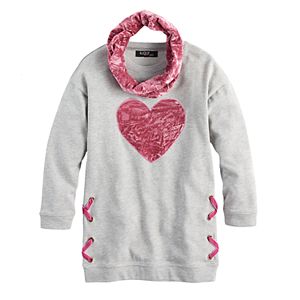 Girls 7-16 & Plus Size Sugar Rush Crush Velvet Heart Tunic & Infinity Scarf Set