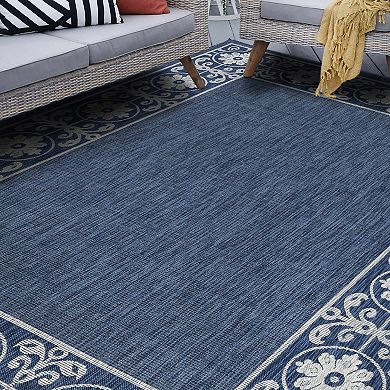 KHL Rugs Veranda Varrock Medallion Framed Indoor Outdoor Rug