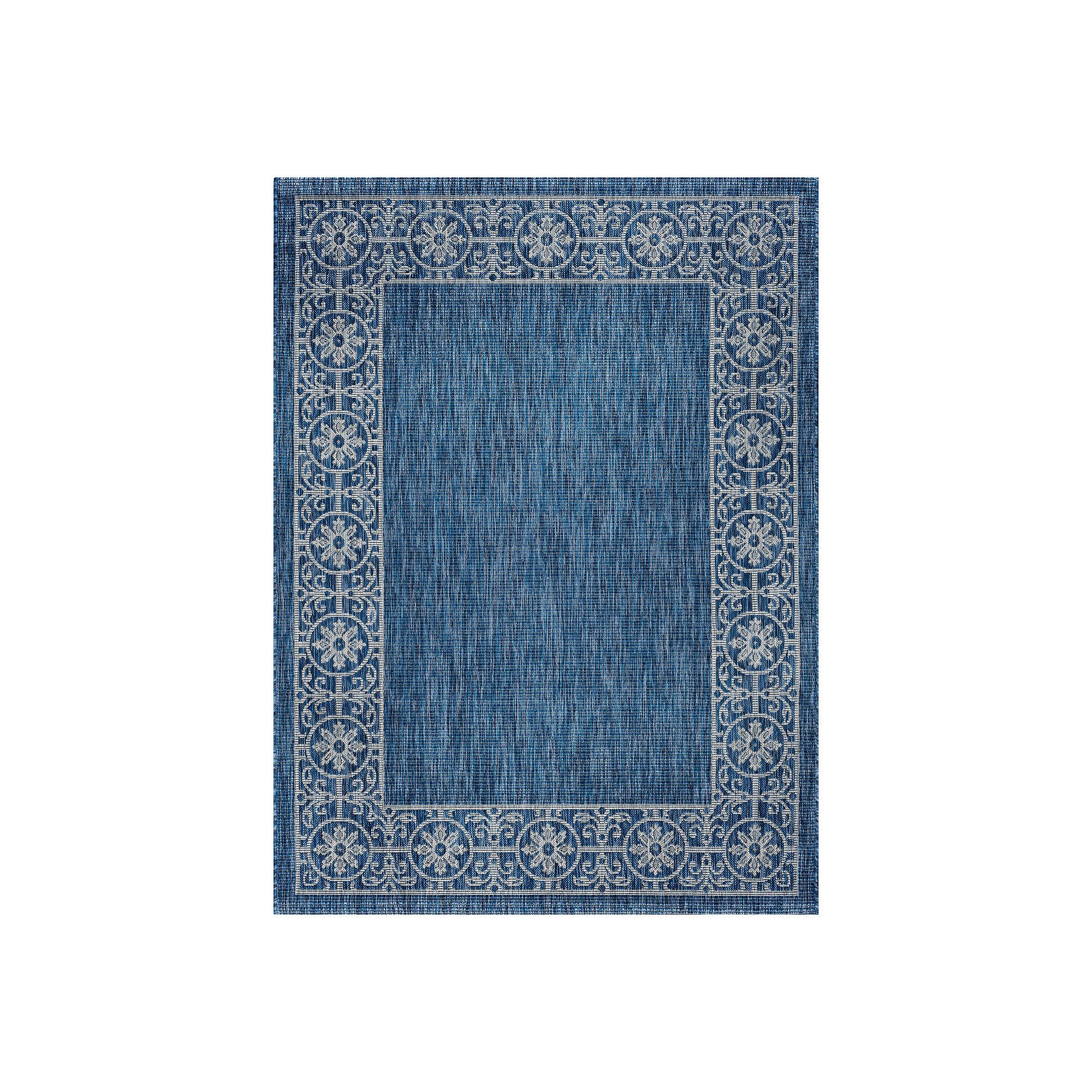 KHL Rugs Veranda Varrock Medallion Framed Indoor Outdoor Rug, Blue