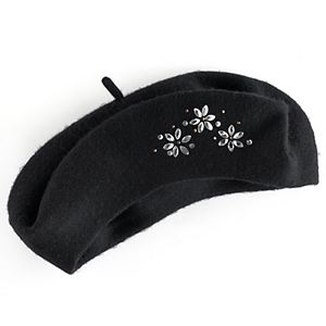 Women's Apt. 9® Rhinestone Floral Wool Beret
